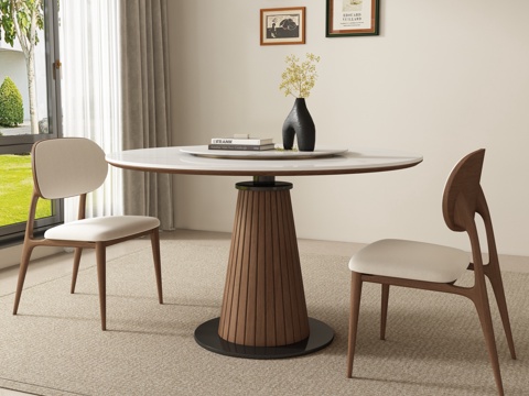 Mid-century Style Dining Table and Chair Round Dining Table