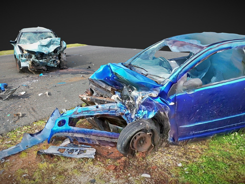 car wreck abandoned car