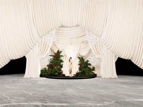 Show Style Champagne Cloth Mantle Channel Wedding Display Area