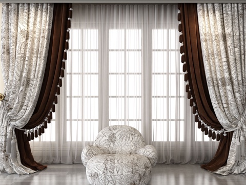 European-style flannel curtain gauze curtain