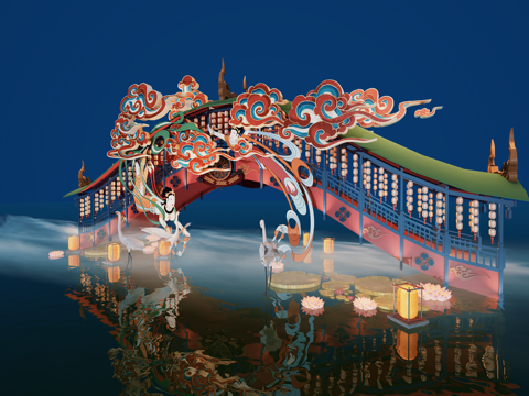 Neo-Chinese Style Wind and Rain Corridor Bridge Gudu Corridor Bridge