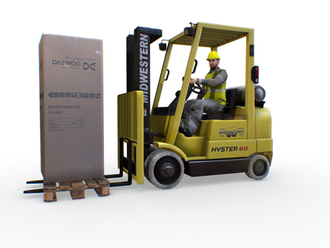 Forklift with workers