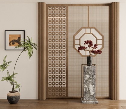 Neo-Chinese Style Screen Flower Lattice Screen Flower Rack