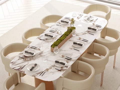 Cream style dining table and chair marble dining table