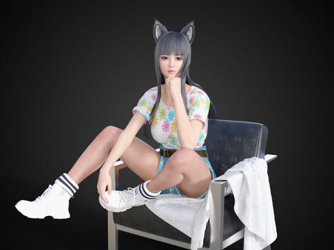 Cute Girl Casual Wear Beauty Cat Ear Beauty