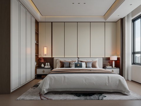 New Chinese-style master bedroom