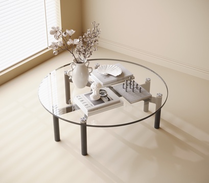 Modern round coffee table glass coffee table