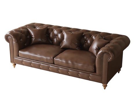 Leather sofa French double sofa