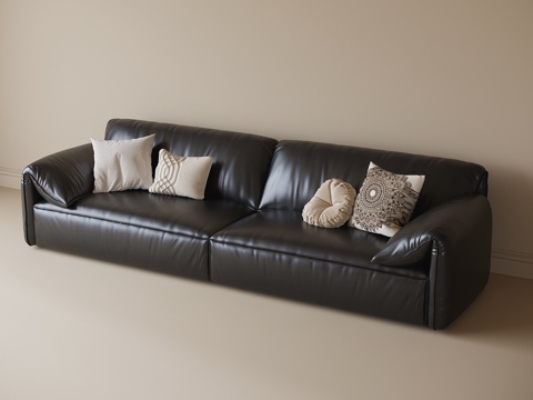 Leather sofa double sofa