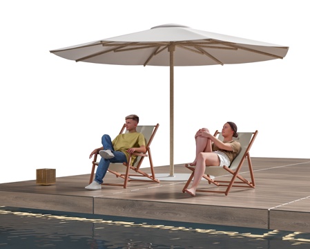 Outdoor Parasol Recliner Figure Combination Men Women