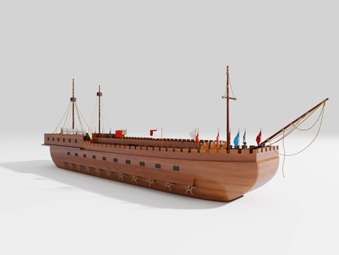 Warship Antique Boat Wooden Boat