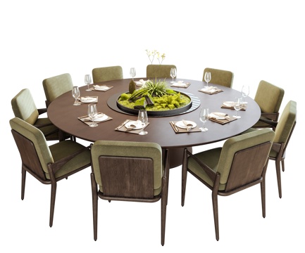 New Chinese Dining Table and Chair Round Tableware