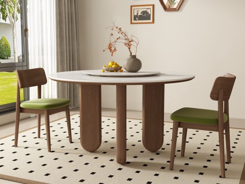 Mid-century Style Dining Table and Chair Round Dining Table