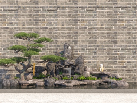 rockery waterscape overlapping water landscape