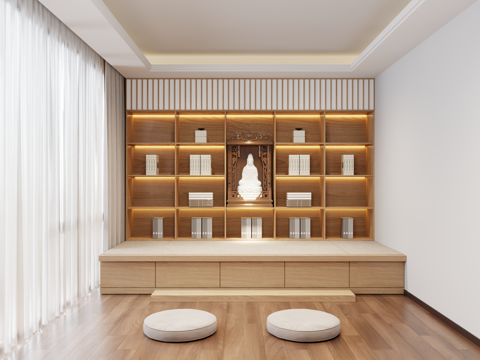 Modern Study Buddha Hall Meditation Room