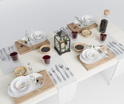 Modern tableware dishes knives and forks