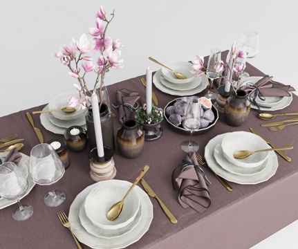 Modern tableware dishes knives and forks