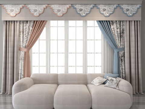 Modern Colorblock Curtain Curtain Head