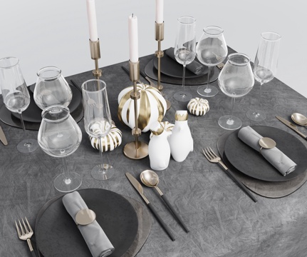 Modern tableware dishes knives and forks