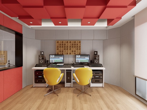 Modern Recording Studio Control Room