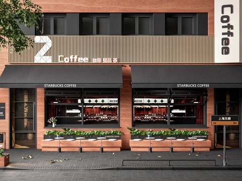 Modern Cafe Door Facade