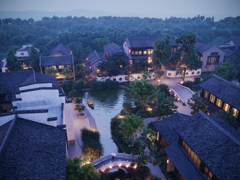 Aerial View of New Chinese-style Resort