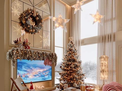 European Christmas Villa Living Room