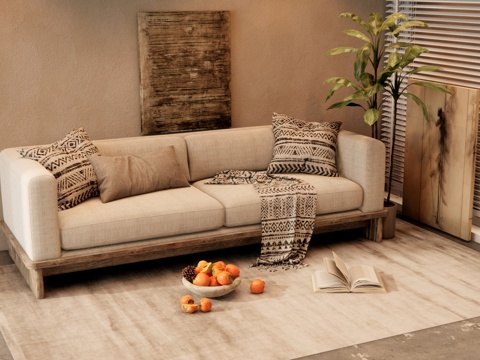 Wabi-sabi Style double sofa