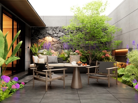 Modern Villa Courtyard Garden Patio Courtyard