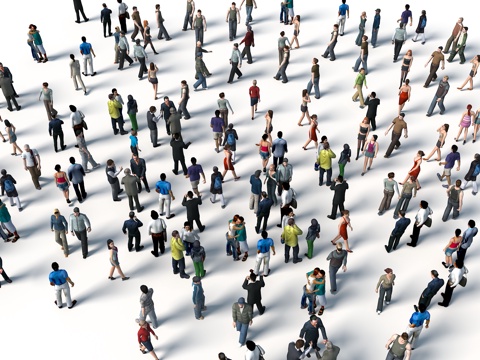 Bird's Eye View of People Crowd Square People Crowd of People