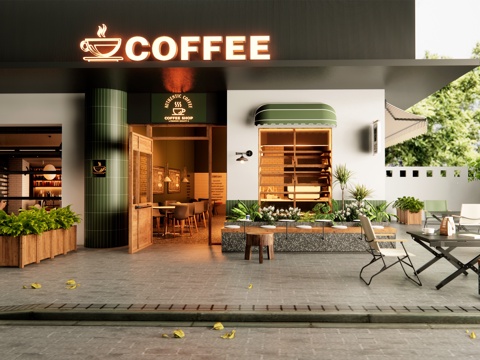 Modern Cafe Door Facade