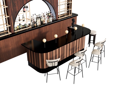 Log Style bar bar table and chair