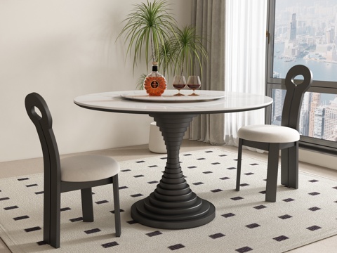 French Round Dining Table and Chair