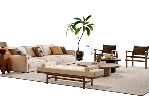 Neo-Chinese Style Sectional Sofa