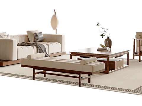 Neo-Chinese Style Sectional Sofa