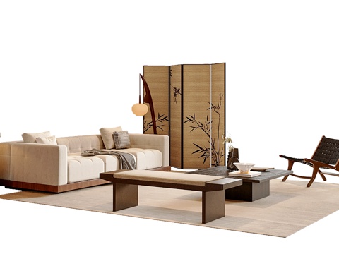 Neo-Chinese Style Sectional Sofa