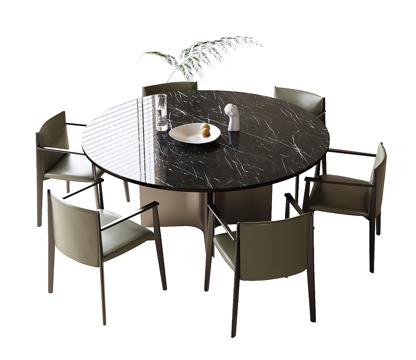 Modern round dining table and chair