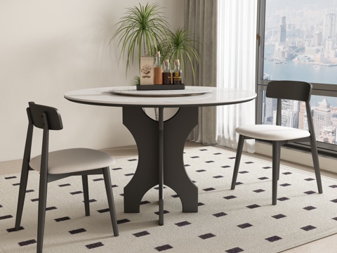 Modern round dining table and chair