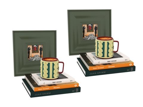 Desktop ornaments books coffee cup