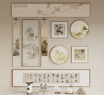 New Chinese Hanging Painting Calligraphy and Painting Round Hanging Painting Study Hanging Painting Tea Room Hanging Painting