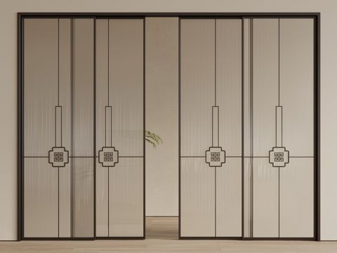 Neo-Chinese Style glass door sliding door