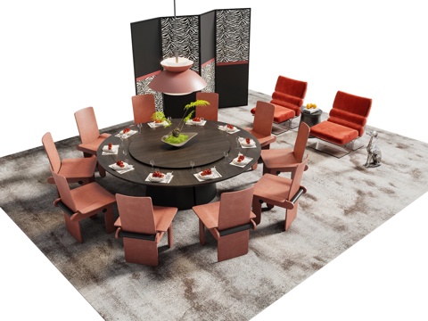 Modern round dining table and chair