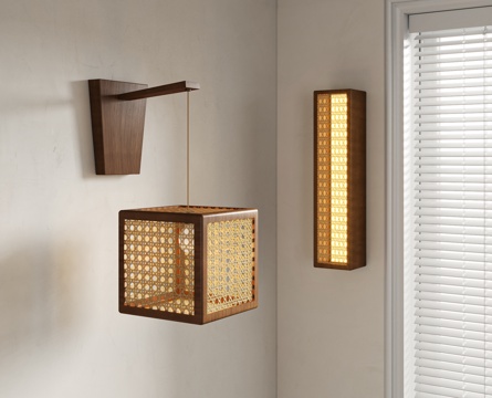 Quiet rattan wall lamp