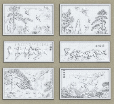 Chinese-style embossed Luo Han Pine shows grand plans and eight horses