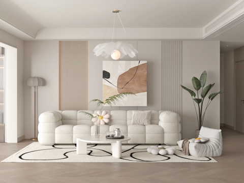 Cream Style living room sofa coffee table sofa Wall free