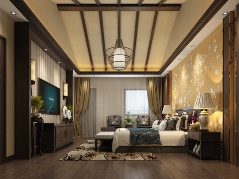 New Chinese-style master bedroom