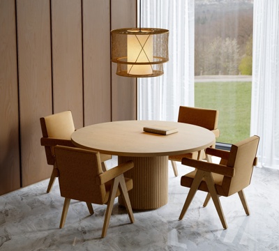 Log Dining Table and Chair