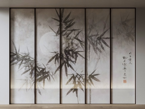 Neo-Chinese Style bamboo mural partition