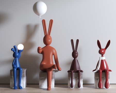 Modern Rabbit Sculpture Ornaments Trendy Play Ornaments