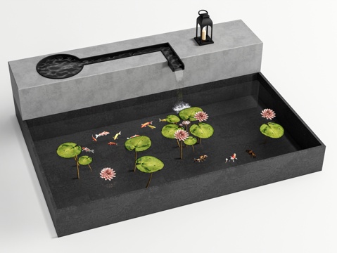 Modern Waterscape Fish Pond Lotus Pond Koi Fish